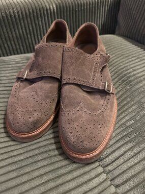 Brunello Cucinelli Tan Suede Brogues with Double Monk Sz43 Excellent Condition